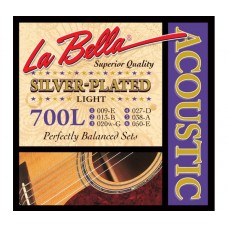Комплект посеребренных струн для акустической гитары 009-050 La Bella 700L 