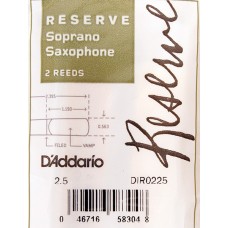 Трости для саксофона сопрано, размер 2.5, 2шт, Rico DIR0225 Reserve
